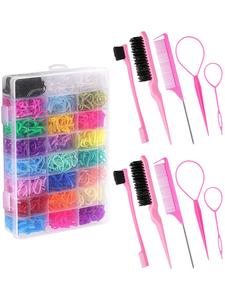 Hair Styling Tool Set, Hair Braiding Tool & Hair Tie & Hair Brush Set, Professional Hair Styling Tool for Salon & Barber Shop