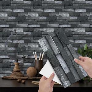 6/12/24pcs Peel & Stick Tile Sticker, Waterproof Self Adhesive Wallpaper, Decorative Sticker For Living Room Kitchen Bathroom