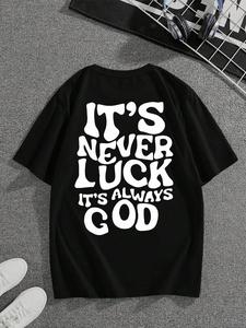 Men's Letter Print Round Neck Tee, Loose Casual Short Sleeve Crew Neck T-Shirt for Summer, Fashion Men's Top for Daily Wear, Tropical