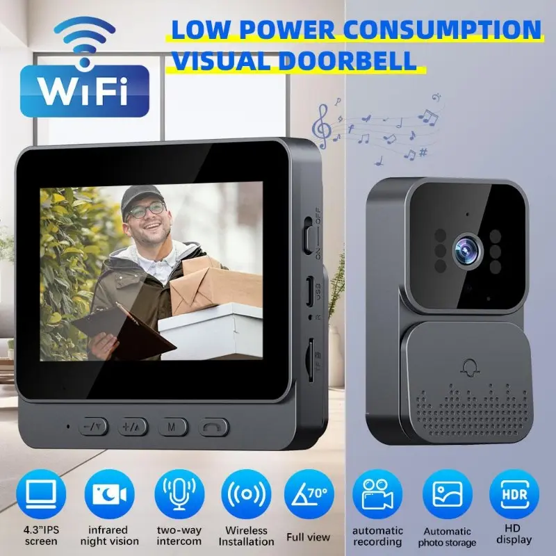 Video Doorbell Intercom System, Monitor with HD Door Camera Video Intercom APP Remote 2 Way Audio, Unlock for Home Security System video  doorbell