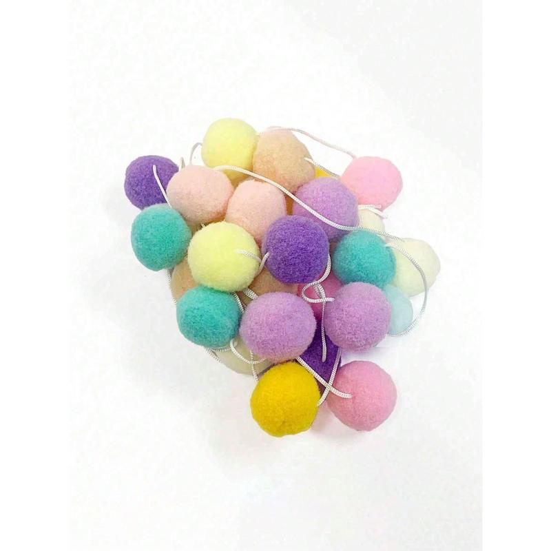 1pack-Color Of Macaron Colorful Pom Pom Garland 6.5 Feet Long 30 Ball Garland For Mardi Gras Easter Thanksgiving Wedding Party Decoration Best Gifts Birthday Ornaments Multicolor 6