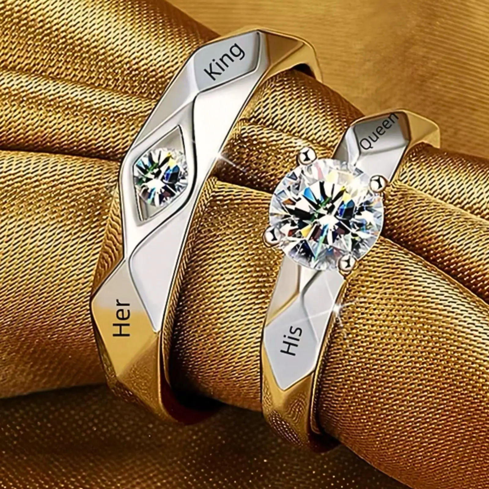 White Couple Rings Open Letter Couple Rings Love Accessories Valentine's Day Gifts suitable for wearing in daily life