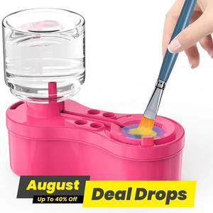 Painting Brush Cleaner, Brush Cleaning Tool with Drain Box & Water Storage Bottle & Brush Holder, Paint Brush Cleaning Tool for Acrylic Watercolor Water-based Paint, Art Materials, School Supplies Tools, Art Set, Art Drawing Supplies