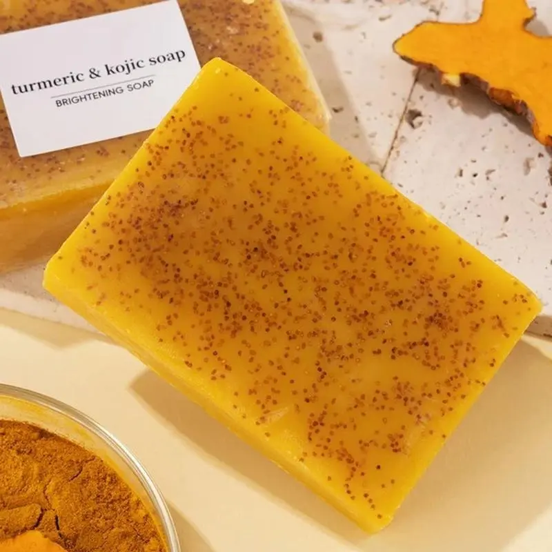 5PCS Turmeric & Kojic Acid Soap - Handmade Brightening Soap with Lemom,Turmeric and Kojic acid,Suitable for Body Wash,Body Care,Cleanser skincare 2