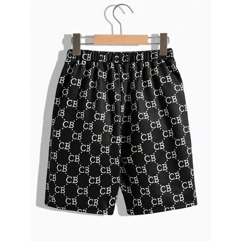 Tween Boys' Loose Fit Casual Round Neck Patterned Short Sleeve T-Shirt And Shorts Set Matching Set 5