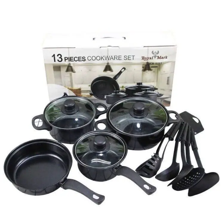 13 pcs/set non stick saucepan cookware set cooking pot frying pan set with lids a Glass Handles 1