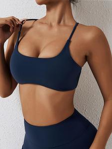 Women's Criss Cross Backless Sports Bra, Solid Color Quick Drying Breathable Comfortable Sports Bra, Ladies Sportswear for Indoor Outdoor Wear