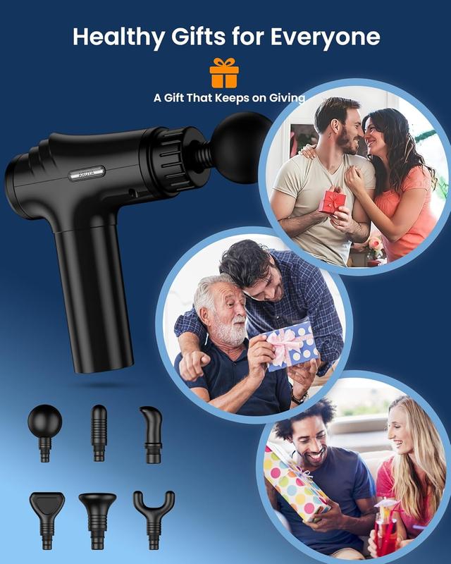 Powerful Deep Tissue Massage Gun for Pain Relief – Handheld Percussion Massager for Athletes, Muscle Recovery & Relaxation – Quiet, Portable & Rechargeable 6