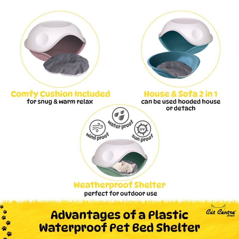 Cat Dog Bed Windproof Outdoor Plastic Shelter Pet Kitten House Kennel Crate Pod 2