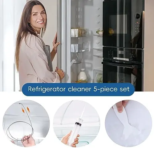 Fridge Dredger Set, 5 Pcs Fridge Drain Pipe Blocked Dredging Tool Refrigerator Drain Hole Blockage Remover Kits 3