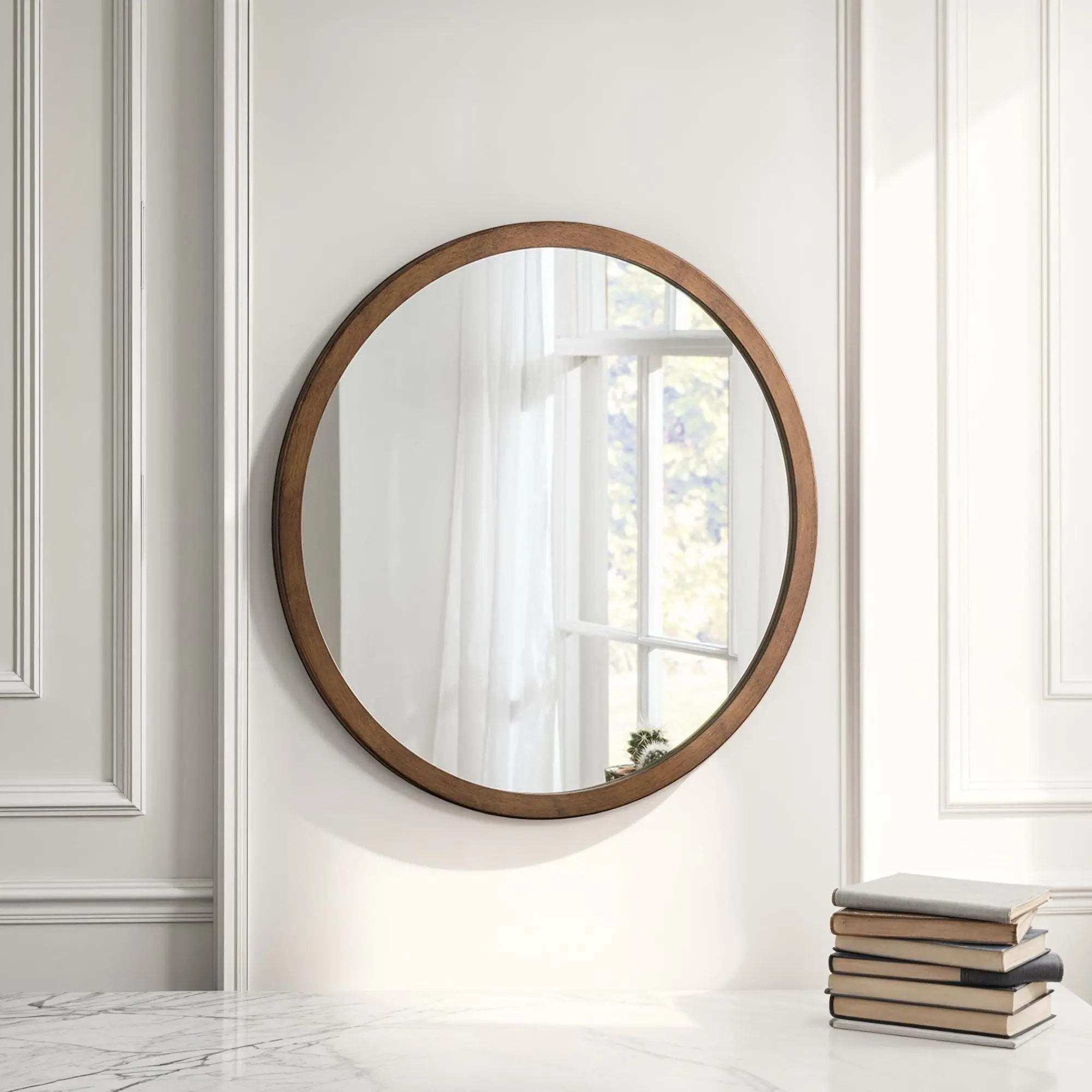 Modern Bronze Round Mirror