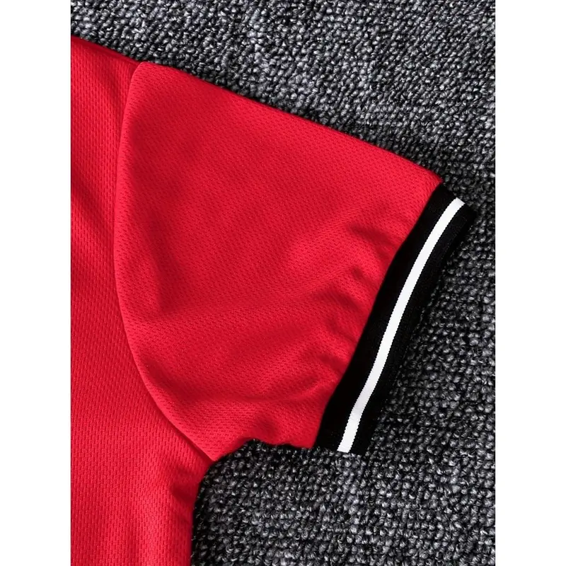 [Playtime Apparel] Boys' Dreamy Dresses Summer Baseball Jersey & Shorts Set - Red with Black Lettering, Casual Polyester Outfit with Elastic Waistband, Perfect for Playtime, Perfect for Outdoor 3