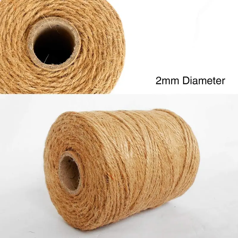 Jute Twine Biodegradable Garden Twine - 333 Feet / 101m Jute String, 3 Ply 2mm Thickness Jute Rope for Decoration, Garden, Floristry, DIY Arts, Bundling, Crafts & Wrapping - Brown 2