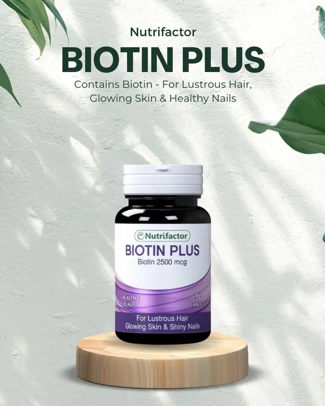 Biotin Plus: (Buy 1, Get 1 Half) For Lustrous Hair, nails & skin, 30 Tablets per bottle, Free shipping. Vegan & GMO Free, Biotin | LIMITED STOCK 1