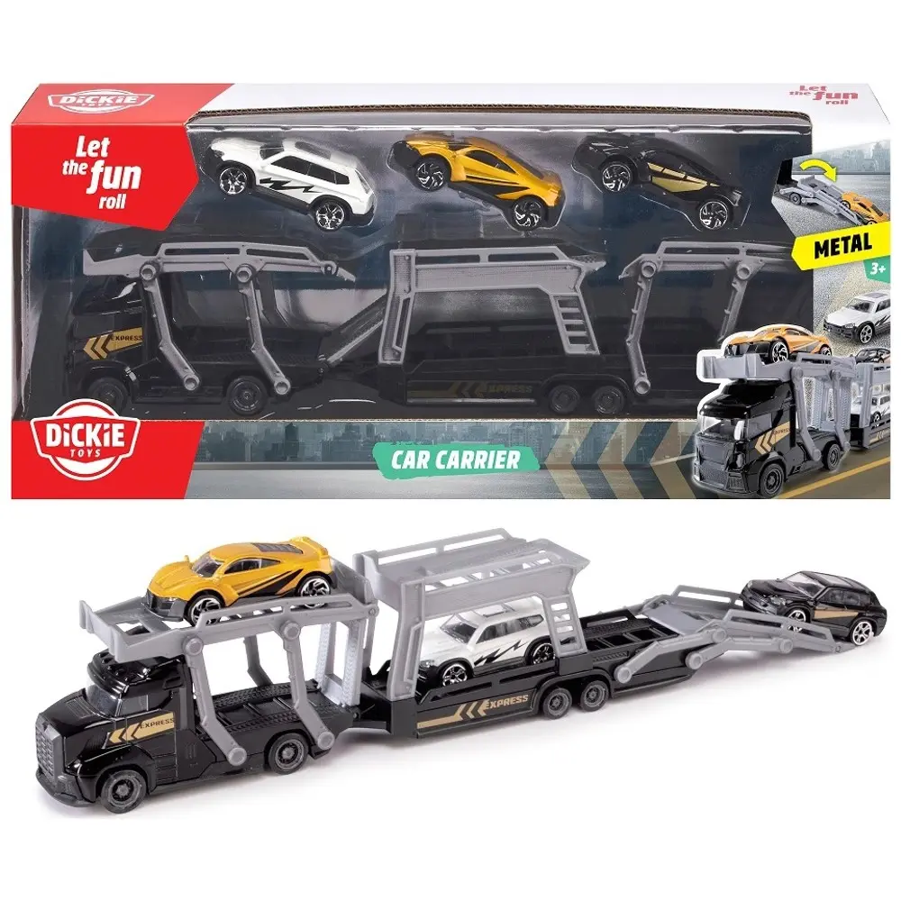 Dickie Toys Diecast Car Carrier Transporter with 3 Cars
