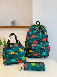 Summer Kid's Cute Cartoon Pattern Backpack, Colorful Large Capacity School Bag Set  for University, Pencil Case Handbag and Backpack with Water Bottle Holder, All-match Bag for Daily Back To School Life