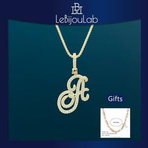 [LeBijouLab] A-Z Golden & Silver Cursive Initial Letter Necklace For Women Cubic Zirconia Stone Alphabet Necklace w/ 18in+2in Extender Chain Birthday Gifts for 2026