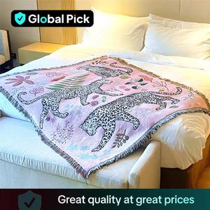 Boho Style Leopard Pattern Multifunctional Blanket, 1 Count Soft Warm Napping Throw Blanket, Cool Bedroom Bedding Blankets for Home Office Travel Dormitory Camping, Leopard Print Blanket