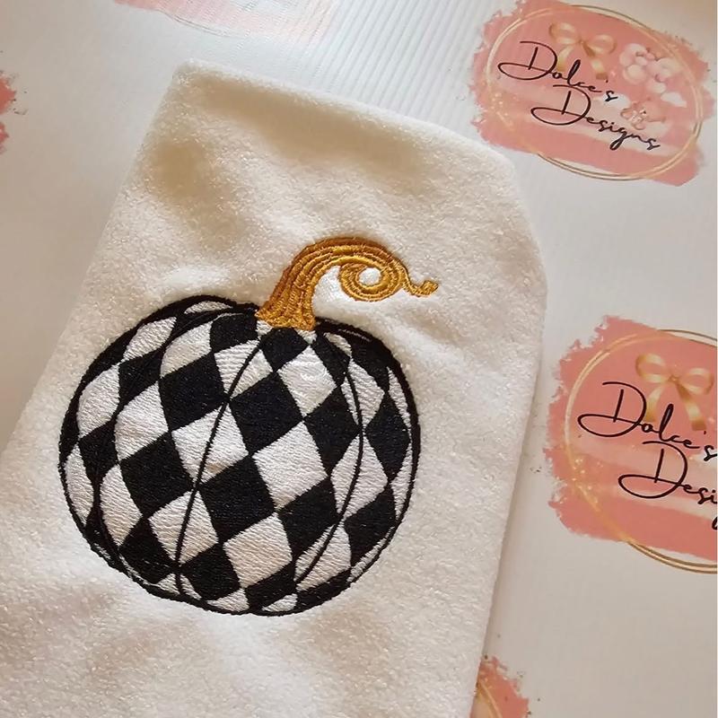 Mackenzie Childs Pumpkin Halloween Tea Towel Cleaning 1