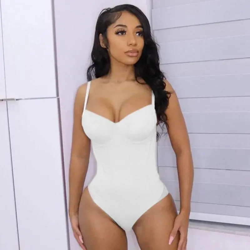 Underwire White Bodysuit Women Shapers Stretch Solid Color Silky Underwear Shapewear 6