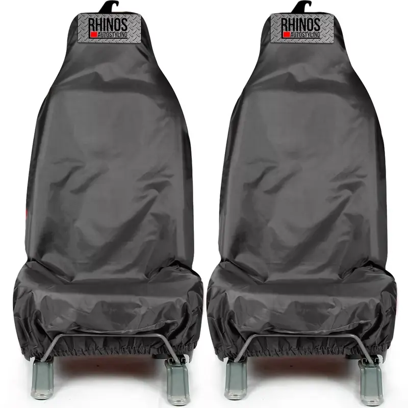 For Jaguar XF (2016 ON) - Heavy Duty Durable Nylon Driver Passenger BLACK Pair Waterproof Car Van Front Seat Covers Protectors - 2 x Fronts 3