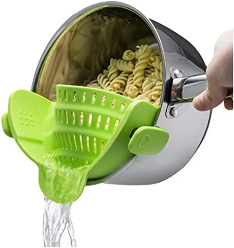 Silicone Pot And Pasta Strainer, 1 Count AdjustableSilicone Clip On Strainer Clamp, Kitchen AccessoriesGadgets for The Home, Kitchen Gadgets, HalloweenParty Use 5