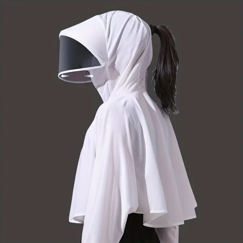 Women's Lightweight Breathable Sun Protection Jacket with Hood - Summer 2024 Collection, Ice Silky Fiber Fabric, Elastic Fit, White, UV Shield for Outdoor Activities & Cycling, Sun Protection Clothing 1
