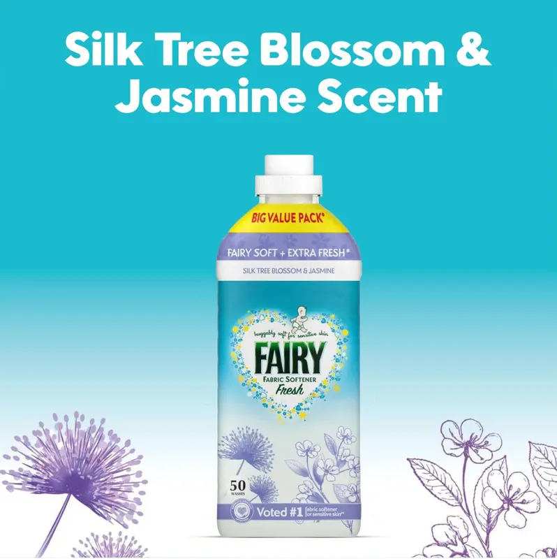 Fairy Non Bio Laundry Silk Tree Blossom & Jasmine 3Pc Bundle – 50W Fabric Conditioner, 27W Platinum Gel & 176g Scent Booster 8