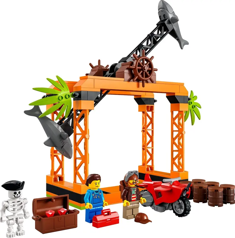 LEGO 60342 City Stuntz The Shark Attack Stunt Challenge Adventure Series Toy with Flywheel Powered Stunt Bike & Racer Minifigure, Toys for Kids 5 Plus Year Old 2