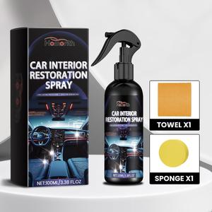 Car Interior Refurbishment Spray, Car Interior Cleaning Spray with Sponge & Towel, Multifunctional Household Cleaning Tool, Car Cleaning Kit