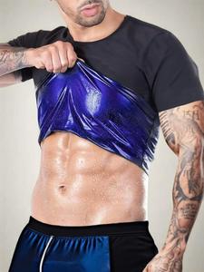 Men's Sweat Sauna T-shirts, Athletic Short Sleeve Tee, Weight Lose Workout Slimming Body Shaper, Fitness Waist Trainer, Men's Shapewear, Gym Wear, Compression Garment, Athletic Tops