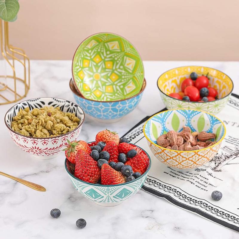 Porcelain Dessert Bowls Cereal bowl - Ceramic Bowl Set of 6 - Colorful Small Bowls for Ice Cream | Soup | Cereal | Rice | Snack | Side Dish | Condiment Microwave and Dishwasher Safe -4.75 Inch(10OZ) 3