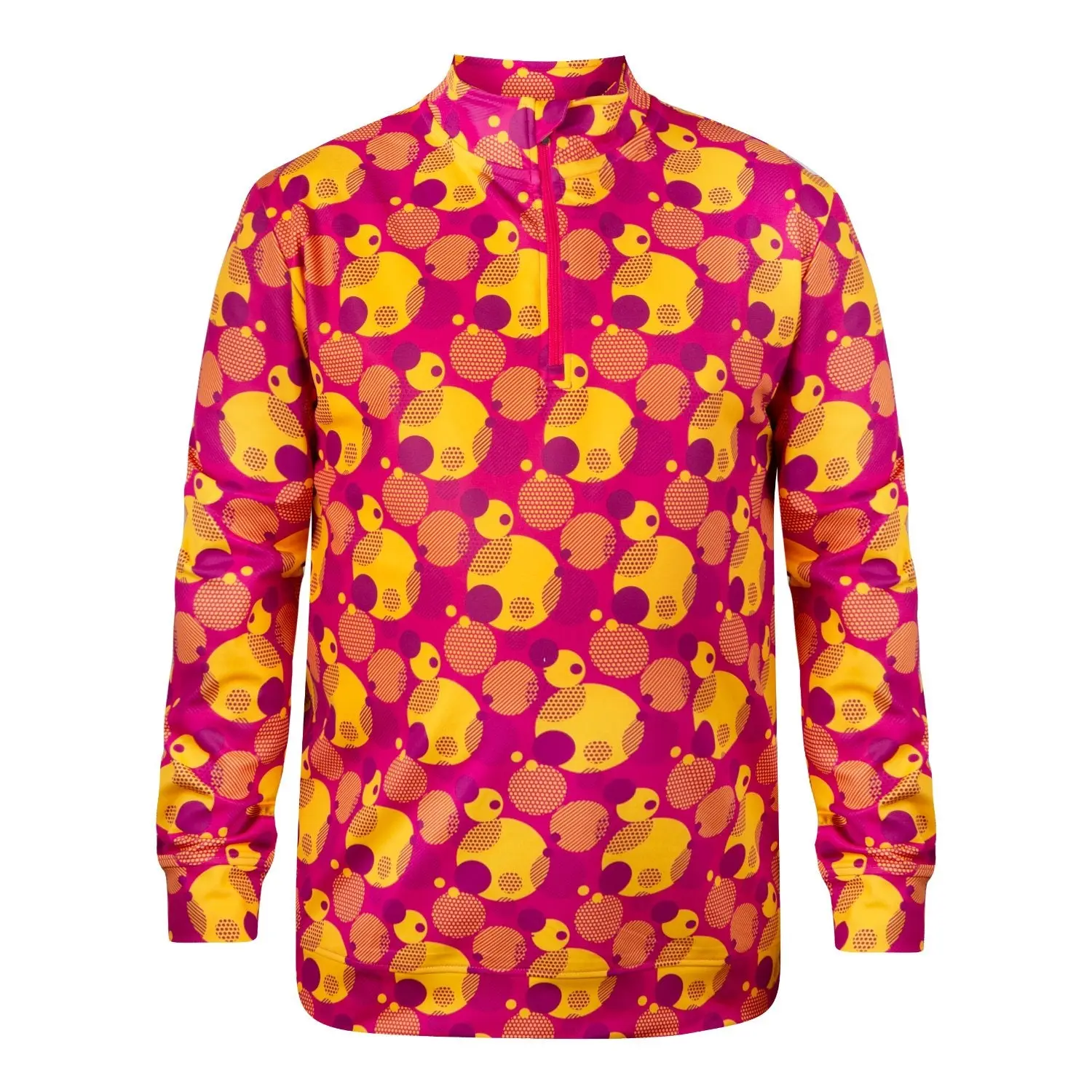 "Yellow, Purple, and Pink Combination 1/4 Zip Sports Regular Fit Jumper – Bold & Stylish Design, Lightweight, Breathable, Comfortable Fabric, Ideal Casual Wear, Outdoor Activities, Sports, Hiking, Golf and Everyday Use All-Season Fashion for Junior Boys.