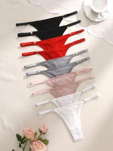 Women's Solid Color Thong, Regular Fit Elegant Soft Comfy Breathable Panty for Daily Wear, Women's Underwear for All Seasons