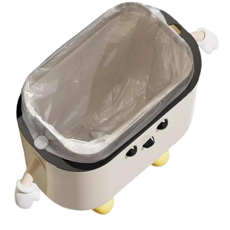 9L Hanging Trash Bin With Lid, Wall-mounted Kitchen Trash Can, Cream-Colored Trash Can, High AppearanceLevel, For Food Waste And Bathroom, Cupboard, Cabinet Door 2