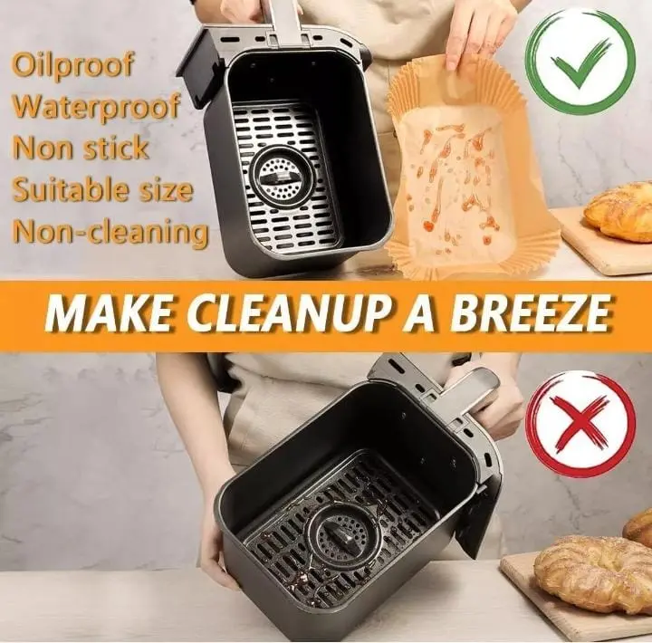 Disposable Air Fryer Liner Paper, 50/100pcs Rectangular Paper Air Fryer Liner Pots, Paper Basket Bowls, Baking Trays, Oven Accessories, Kitchen Gadgets, Household Baking Tools, Kitchen Accessories Bakeware Utensils air  fryer  paper  liners Silicone Meat 4