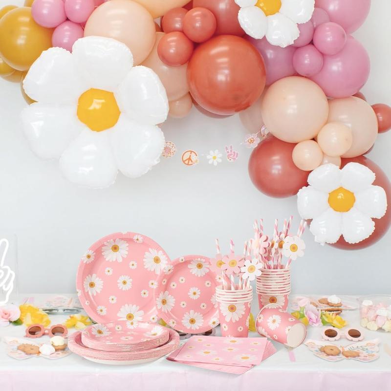 SUNBEAUTY Little Daisy Party Tableware Set, Pastel Decorations for Baby Showers and Birthdays 7