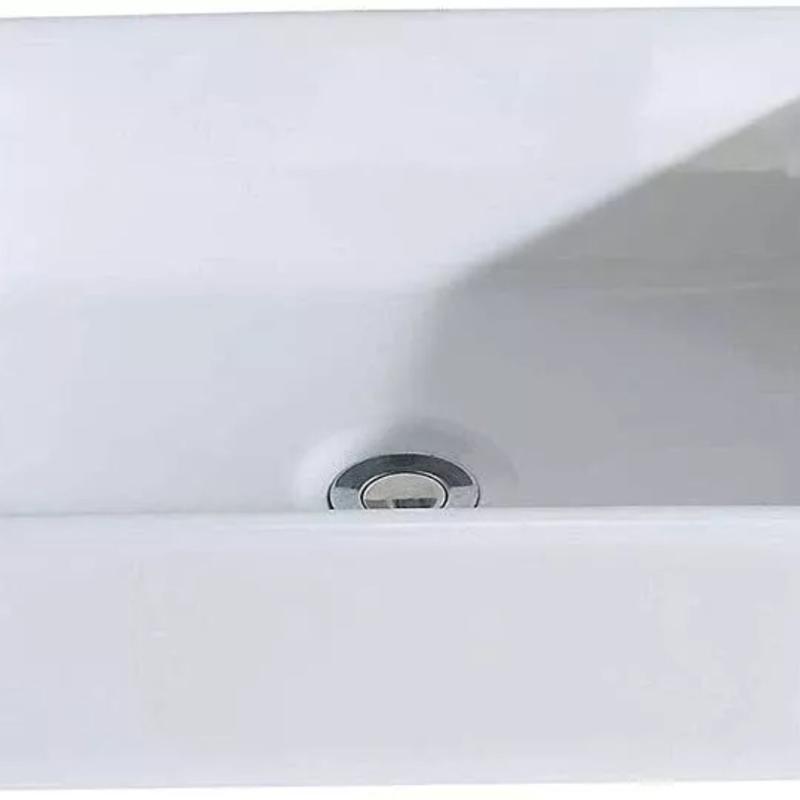 Modern White Ceramic Countertop Basin Rectangular Bathroom Sink | Stylish Cloakroom Wash Bowl for Vanity Unit, Ensuite or WC | Gloss Finish, Easy Clean & Durable | Space Saving Contemporary Counter Top Vessel Basin Sink for Home UK 5