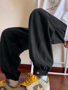 Men's Solid Color Corduroy Pants, Loose Casual Comfy Trousers for Spring & Fall, Men's Bottoms for Daily Wear, Beige