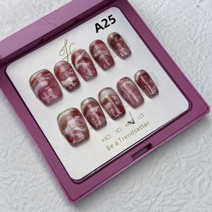 pure handmade wear nail A piece black sugar milk tea autumn and winter nail art 2025 new coffee color halo almond press press  nails short  press  nails