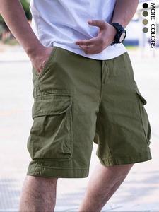 Men's Plain Drawstring Cargo Shorts, Loose Casual Pocket Bottoms,  Mens Clothes for Summer, Menswear