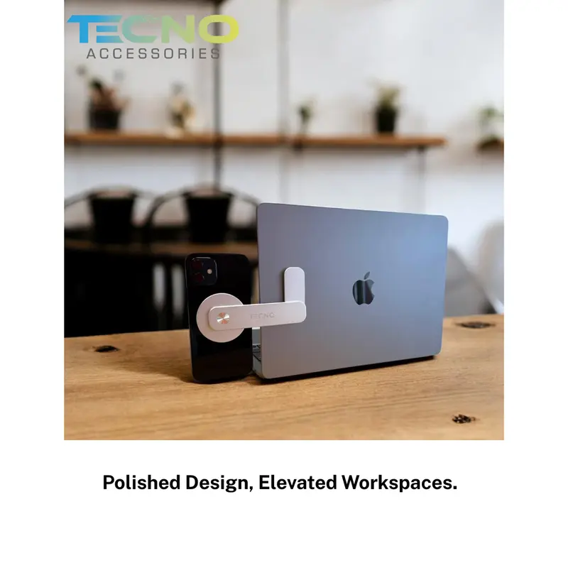 TECNO Magnetic Laptop Phone Holder, Side Mount Adjustable Laptop Stand, Foldable Arm With Magnetic Grip, Lightweight Aluminum Design - Ideal For Remote and Hybrid Workers, Students & Creators - Smartphone, Cellphone 7
