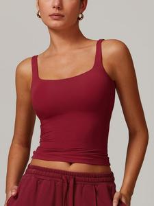 Women's Solid Color Sports Tank Top for Yoga Gym Workout Running, Sleeveless Vest Top, Casual and Comfy, All Seasons, Valentine's Day Gift,With removable chest pad