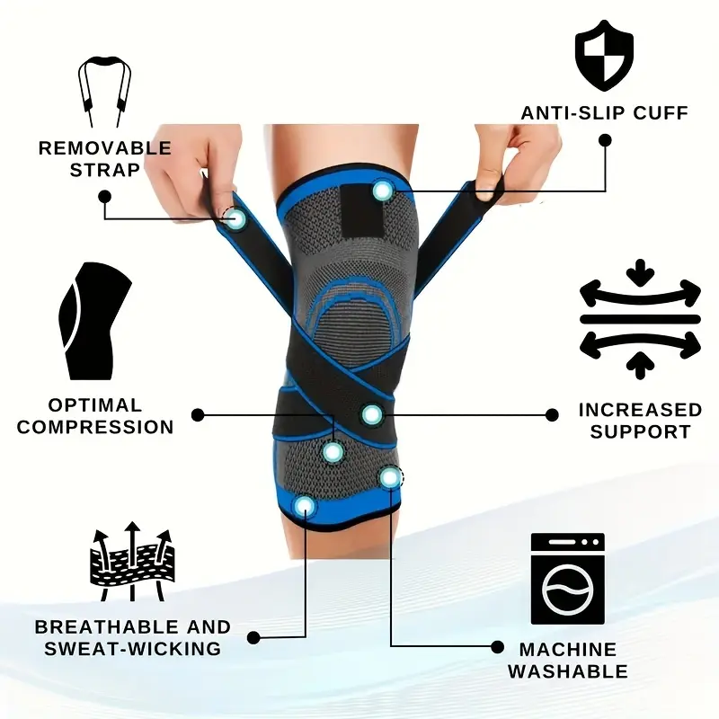 The 2pcs Short Knee Pads Offer Maximum Knee Support for Both Men And Women, Featuring Adjustable Straps for Running, Cycling, And Workouts. 5