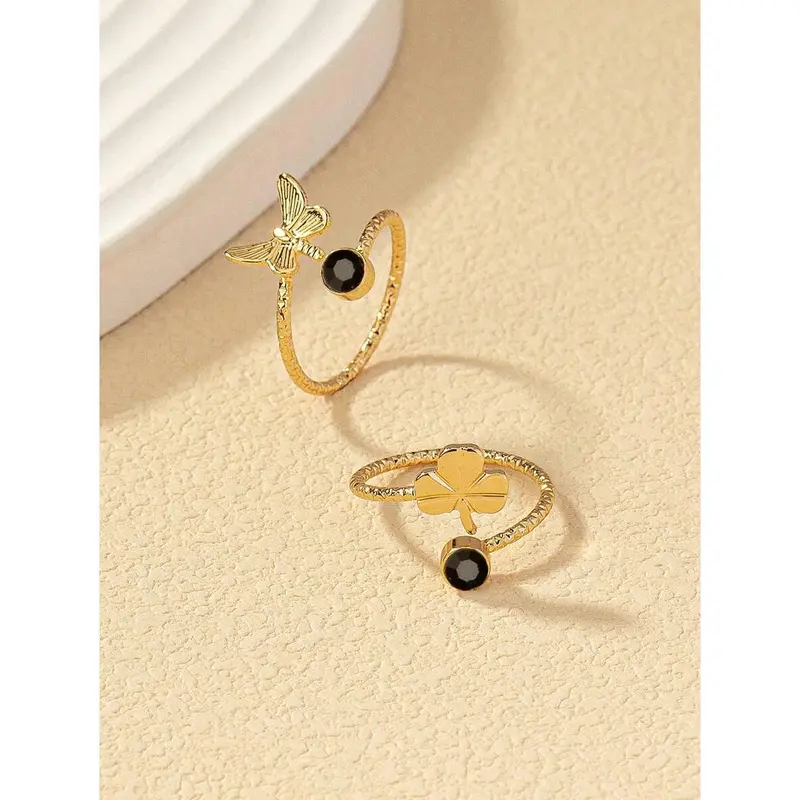 2-Piece Set Butterfly & Leaf Inlaid Foot Rings – Perfect for Beach Vacations 1