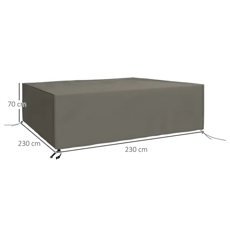 Outsunny Large Square Patio Garden Furniture Set Cover 600D Oxford Waterproof, 230 x 230 x 70cm, Grey 2