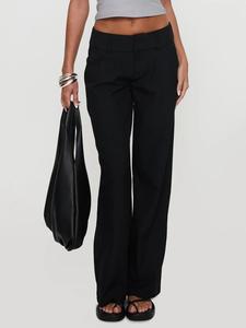 Women's Solid Color Straight Leg Pants, Casual Comfy Trousers for Work Office Business, Ladies Bottoms for Summer