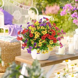 Artificial Azalea Flowers, 12pcs Faux Plastic Eucalyptus Plants, UV Resistant Silk Flower Shrubs for Garden Porch Window Hanging Planter Decorations, Flower Design, Indoor Plants, Flower Arrangement, Decoration Items, Garden Ornaments