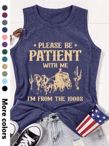 Women's Letter Print Round Neck Tank Top, Casual Sleeveless Crew Neck Tanktop for Daily Wear, Ladies Clothes for All Seasons, Crewneck Clothing, Workout Tank Top