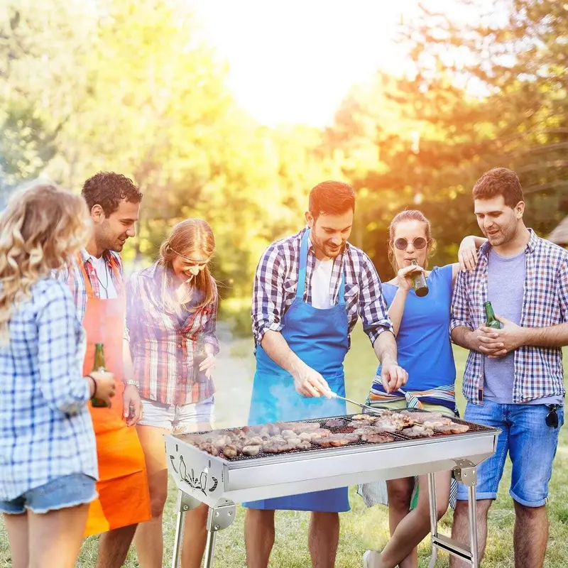 Portable Folding BBQ Charcoal Grill | Stainless Steel Barbecue | Camping & Garden Beach Foldable 2